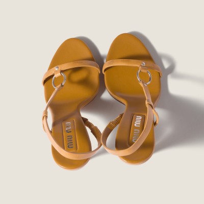 Miu Miu Leather Sandals Honey MM261178