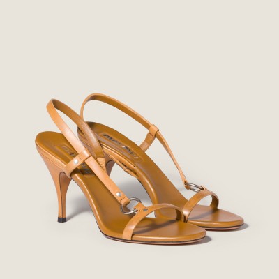 Miu Miu Leather Sandals Honey MM261178 Miu Miu Leather Sandals Honey MM261178
