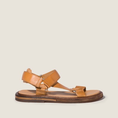 Miu Miu Leather Sandals Honey MM261190 Miu Miu Leather Sandals Honey MM261190