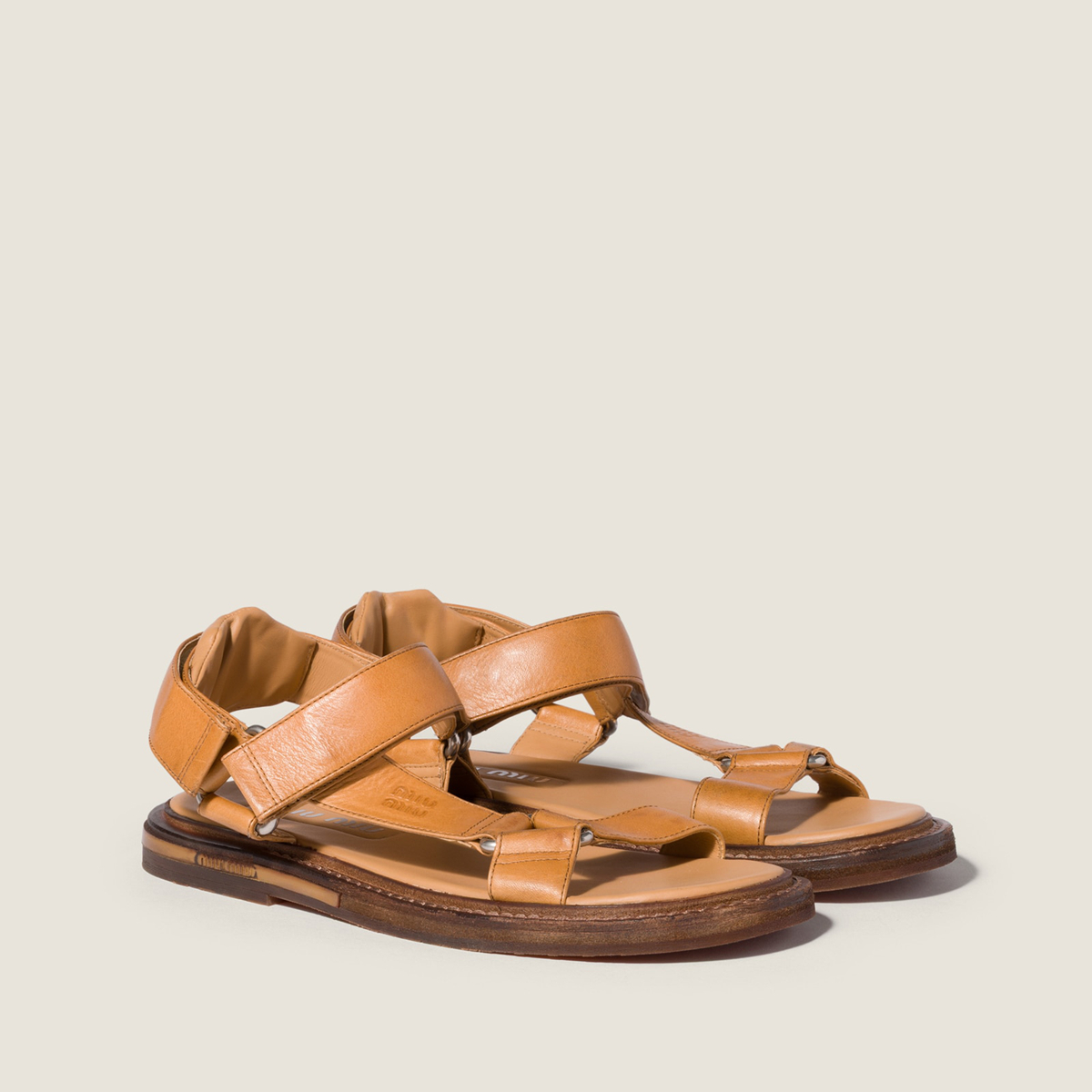 Miu Miu Leather Sandals Honey MM261190 Miu Miu Leather Sandals Honey MM261190