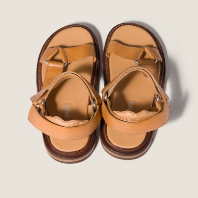 Miu Miu Leather Sandals Honey MM261190 Miu Miu Leather Sandals Honey MM261190
