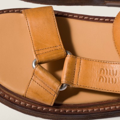 Miu Miu Leather Sandals Honey MM261190 Miu Miu Leather Sandals Honey MM261190