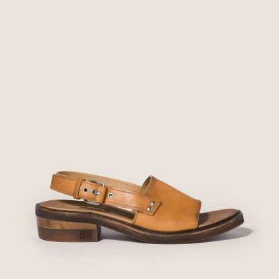 Miu Miu Leather Sandals Light Tan MM261191
