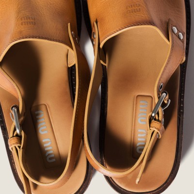 Miu Miu Leather Sandals Light Tan MM261191