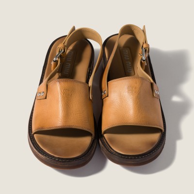 Miu Miu Leather Sandals Light Tan MM261191