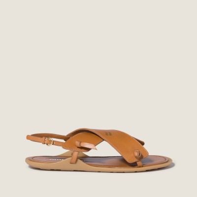 Miu Miu Leather Sandals Natural MM261162 Miu Miu Leather Sandals Natural MM261162