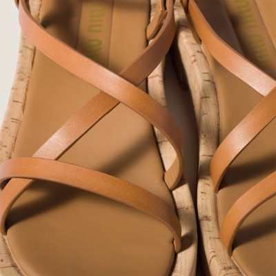 Miu Miu Leather Sandals Natural MM261180 Miu Miu Leather Sandals Natural MM261180