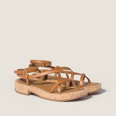 Miu Miu Leather Sandals Natural MM261180 Miu Miu Leather Sandals Natural MM261180