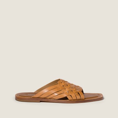 Miu Miu Leather Slides Honey MM261214