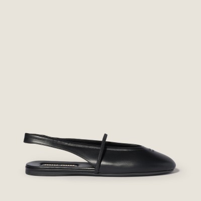 Miu Miu Leather Slingback Ballerinas Black MM261219