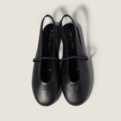 Miu Miu Leather Slingback Ballerinas Black MM261219