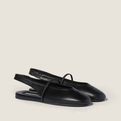 Miu Miu Leather Slingback Ballerinas Black MM261219 Miu Miu Leather Slingback Ballerinas Black MM261219