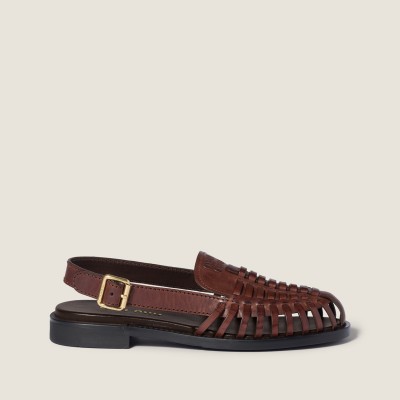 Miu Miu Leather Slingback Loafers Coffee MM261221 Miu Miu Leather Slingback Loafers Coffee MM261221