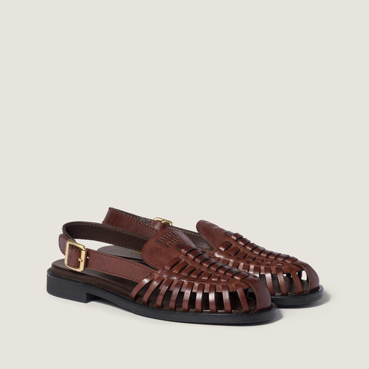 Miu Miu Leather Slingback Loafers Coffee MM261221 Miu Miu Leather Slingback Loafers Coffee MM261221
