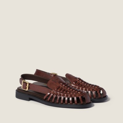 Miu Miu Leather Slingback Loafers Coffee MM261221 Miu Miu Leather Slingback Loafers Coffee MM261221
