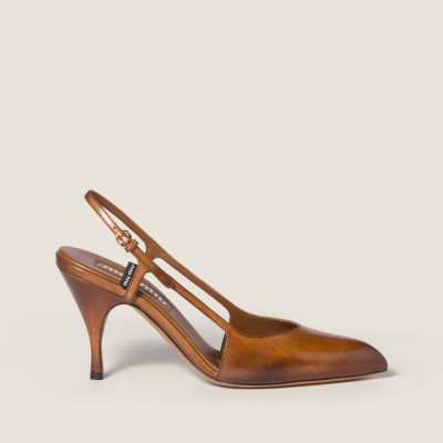Miu Miu Leather Slingback Pumps Cognac MM261142