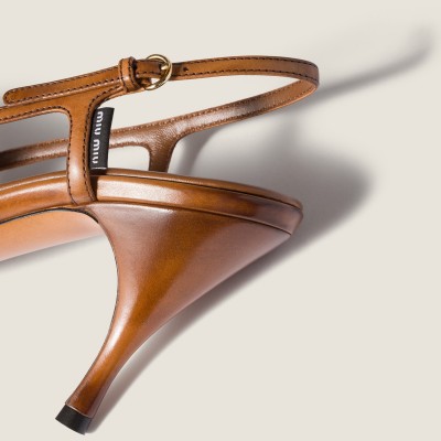 Miu Miu Leather Slingback Pumps Cognac MM261142