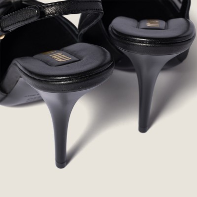 Miu Miu Leather Slingback Pumps With Bow Black MM261148 Miu Miu Leather Slingback Pumps With Bow Black MM261148