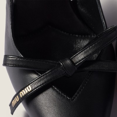 Miu Miu Leather Slingback Pumps With Bow Black MM261148 Miu Miu Leather Slingback Pumps With Bow Black MM261148