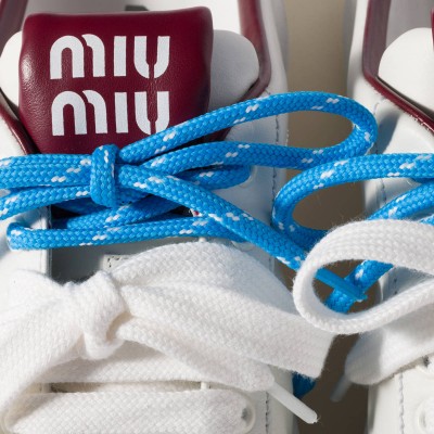 Miu Miu Leather Sneaker Mules White Crimson MM261117 Miu Miu Leather Sneaker Mules White Crimson MM261117