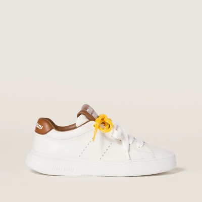 Miu Miu Leather Sneakers White Cognac MM261251