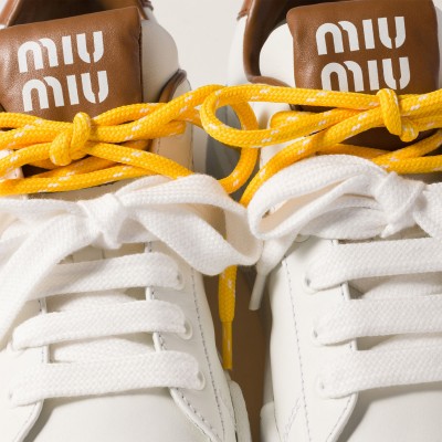 Miu Miu Leather Sneakers White Cognac MM261251
