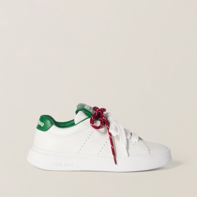 Miu Miu Leather Sneakers White Green MM261252