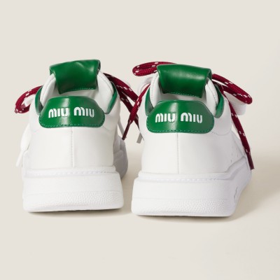 Miu Miu Leather Sneakers White Green MM261252