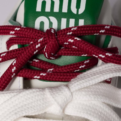 Miu Miu Leather Sneakers White Green MM261252