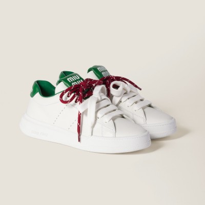 Miu Miu Leather Sneakers White Green MM261252 Miu Miu Leather Sneakers White Green MM261252