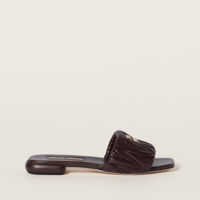 Miu Miu Matelasse Nappa Leather Slides Briarwood MM261207