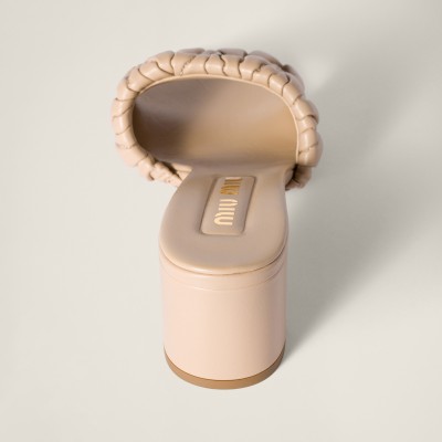Miu Miu Matelasse Nappa Leather Slides Sand Beige MM261216