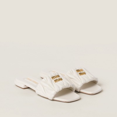 Miu Miu Matelasse Nappa Leather Slides White MM261211