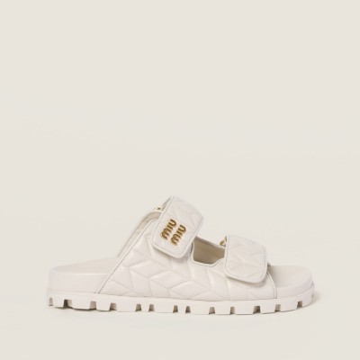 Miu Miu Matelasse Nappa Leather Slides White MM261215 Miu Miu Matelasse Nappa Leather Slides White MM261215