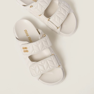 Miu Miu Matelasse Nappa Leather Slides White MM261215 Miu Miu Matelasse Nappa Leather Slides White MM261215