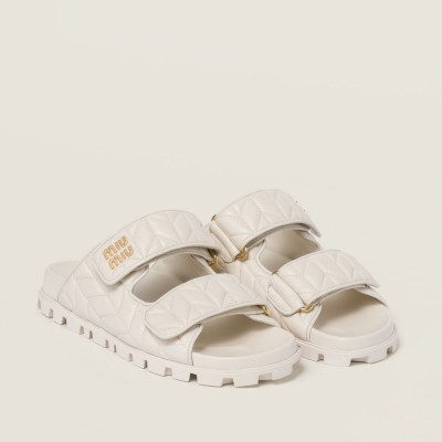 Miu Miu Matelasse Nappa Leather Slides White MM261215 Miu Miu Matelasse Nappa Leather Slides White MM261215