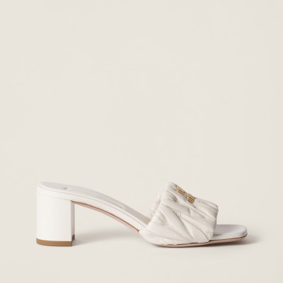 Miu Miu Matelasse Nappa Leather Slides White MM261217