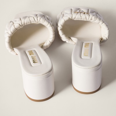 Miu Miu Matelasse Nappa Leather Slides White MM261217