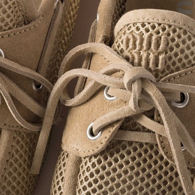 Miu Miu Mesh And Suede Deck Shoes Desert Beige MM261079 Miu Miu Mesh And Suede Deck Shoes Desert Beige MM261079