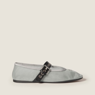 Miu Miu Mesh Fabric Ballerinas Aluminum MM261036 Miu Miu Mesh Fabric Ballerinas Aluminum MM261036