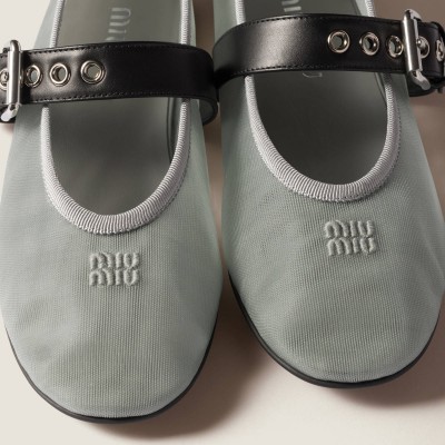 Miu Miu Mesh Fabric Ballerinas Aluminum MM261036 Miu Miu Mesh Fabric Ballerinas Aluminum MM261036