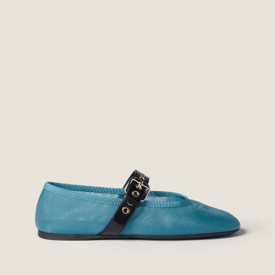 Miu Miu Mesh Fabric Ballerinas Anise MM261029 Miu Miu Mesh Fabric Ballerinas Anise MM261029