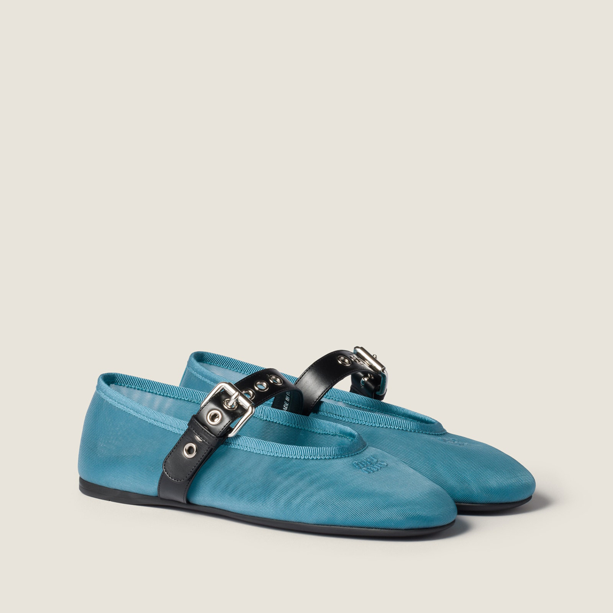 Miu Miu Mesh Fabric Ballerinas Anise MM261029 Miu Miu Mesh Fabric Ballerinas Anise MM261029