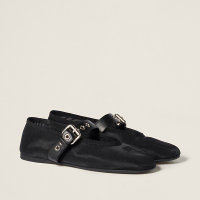Miu Miu Mesh Fabric Ballerinas Black MM261030 Miu Miu Mesh Fabric Ballerinas Black MM261030