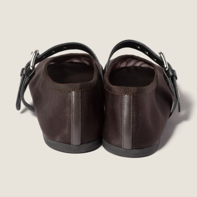 Miu Miu Mesh Fabric Ballerinas Dark Brown MM261031 Miu Miu Mesh Fabric Ballerinas Dark Brown MM261031
