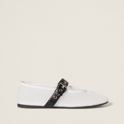 Miu Miu Mesh Fabric Ballerinas White MM261037