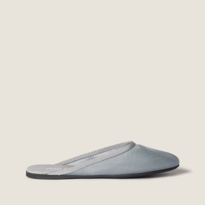 Miu Miu Mesh Fabric Slippers Aluminum MM261227