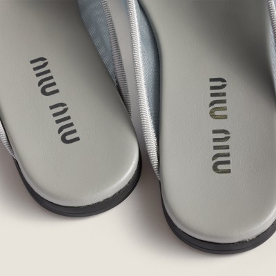 Miu Miu Mesh Fabric Slippers Aluminum MM261227