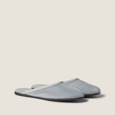 Miu Miu Mesh Fabric Slippers Aluminum MM261227 Miu Miu Mesh Fabric Slippers Aluminum MM261227