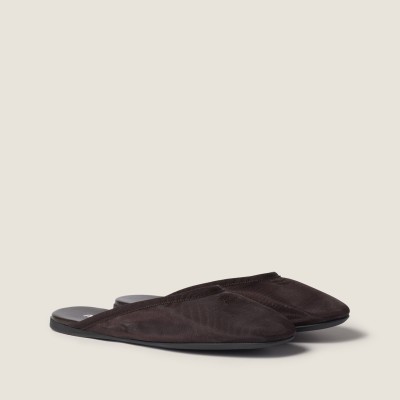 Miu Miu Mesh Fabric Slippers Dark Brown MM261228 Miu Miu Mesh Fabric Slippers Dark Brown MM261228